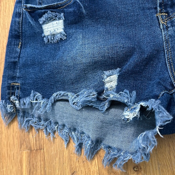 Women’s blue denim distressed jean shorts - Picture 3 of 16